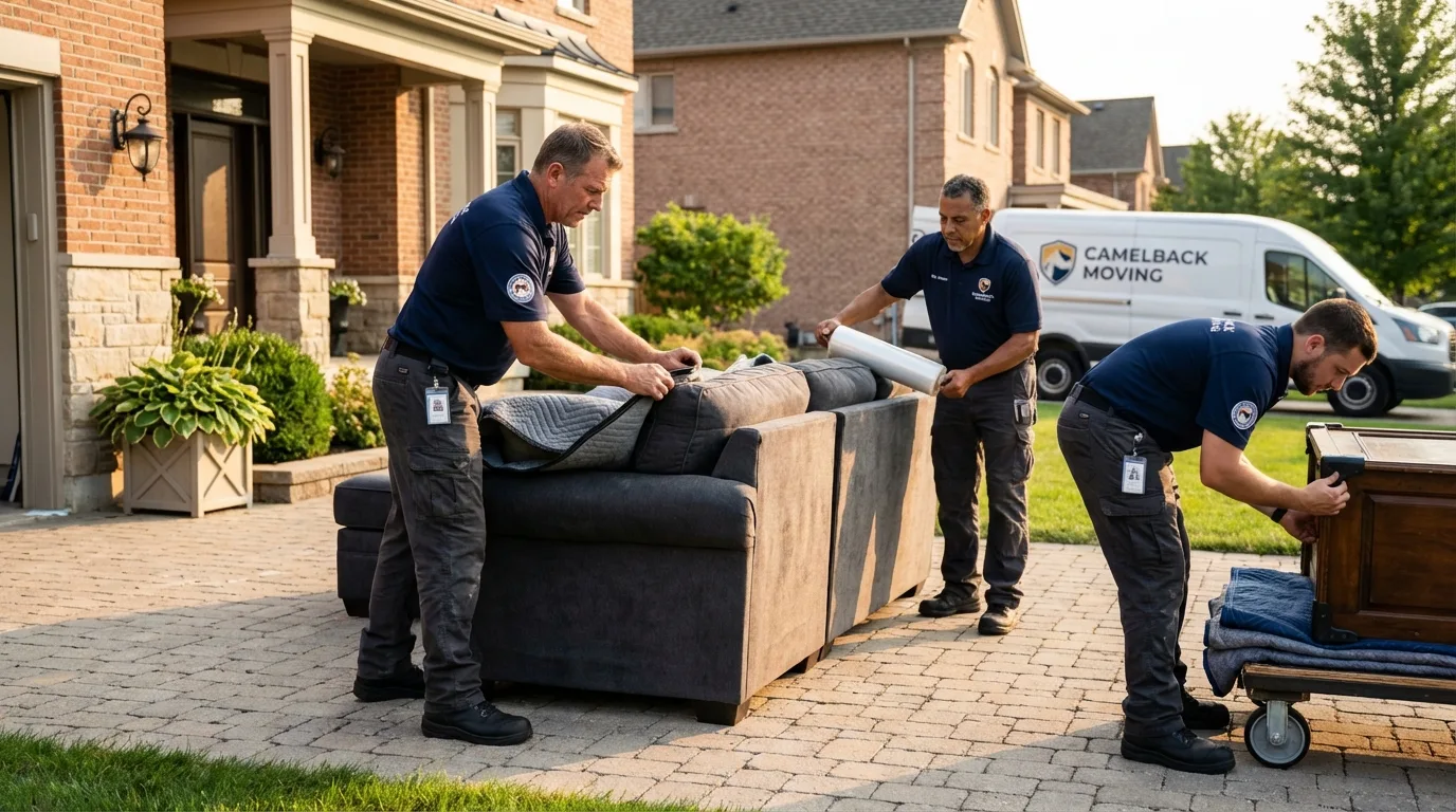 Large estate moving crew wrapping furniture in Ponca, NE